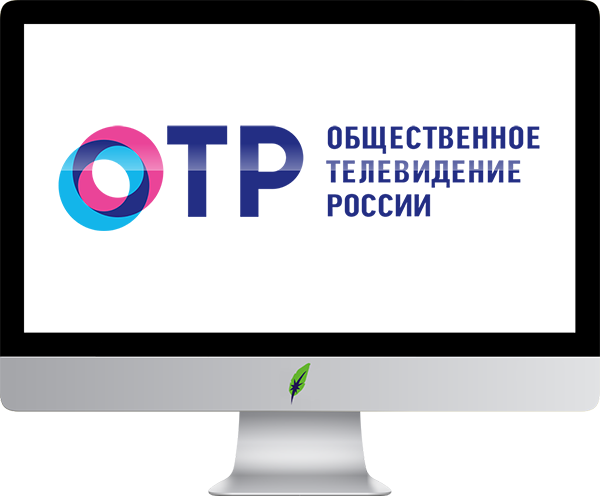 Afbeelding computerscherm met logo PTR Общественное Телевидение России - OTR Obshchestvennoye Televideniye - in kleur op transparante achtergrond - 600 * 496 pixels